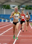 Elle Baker (Stockport Harriers) wins the senior ladies 1500 metres, Northern Championships, Sport City, Manchester